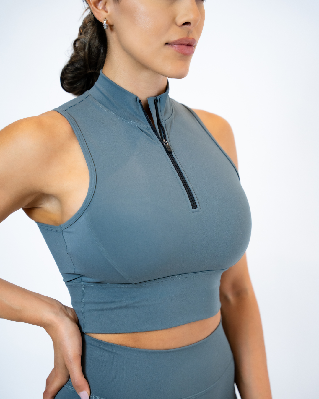 Hybrid Zip Crop Top