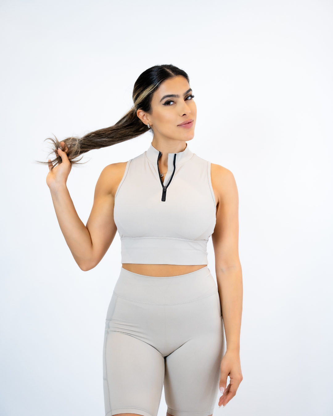 Hybrid Zip Crop Top