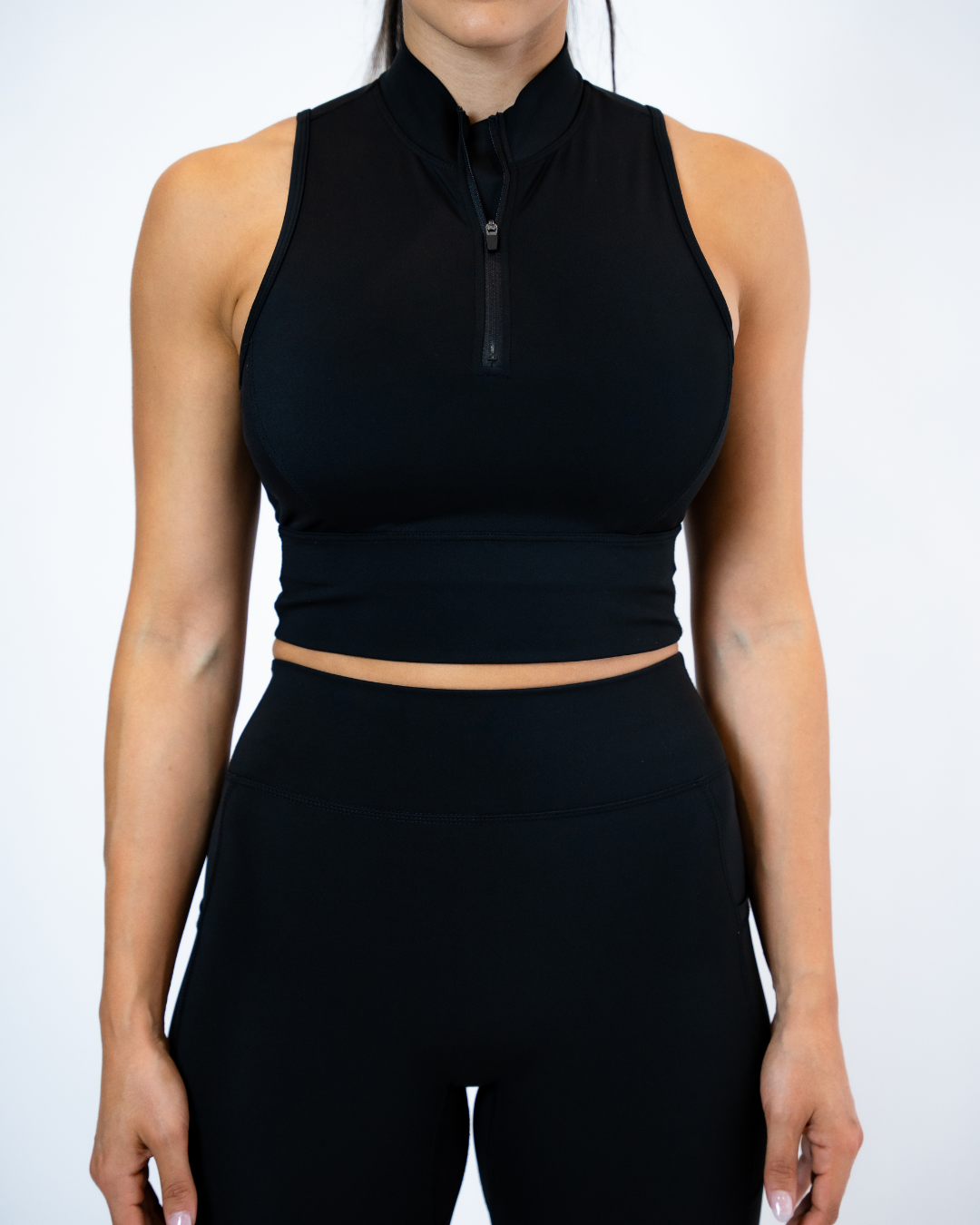 Hybrid Zip Crop Top