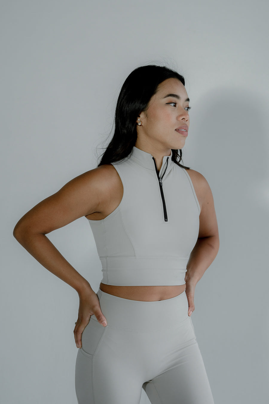 Hybrid Zip Crop Top