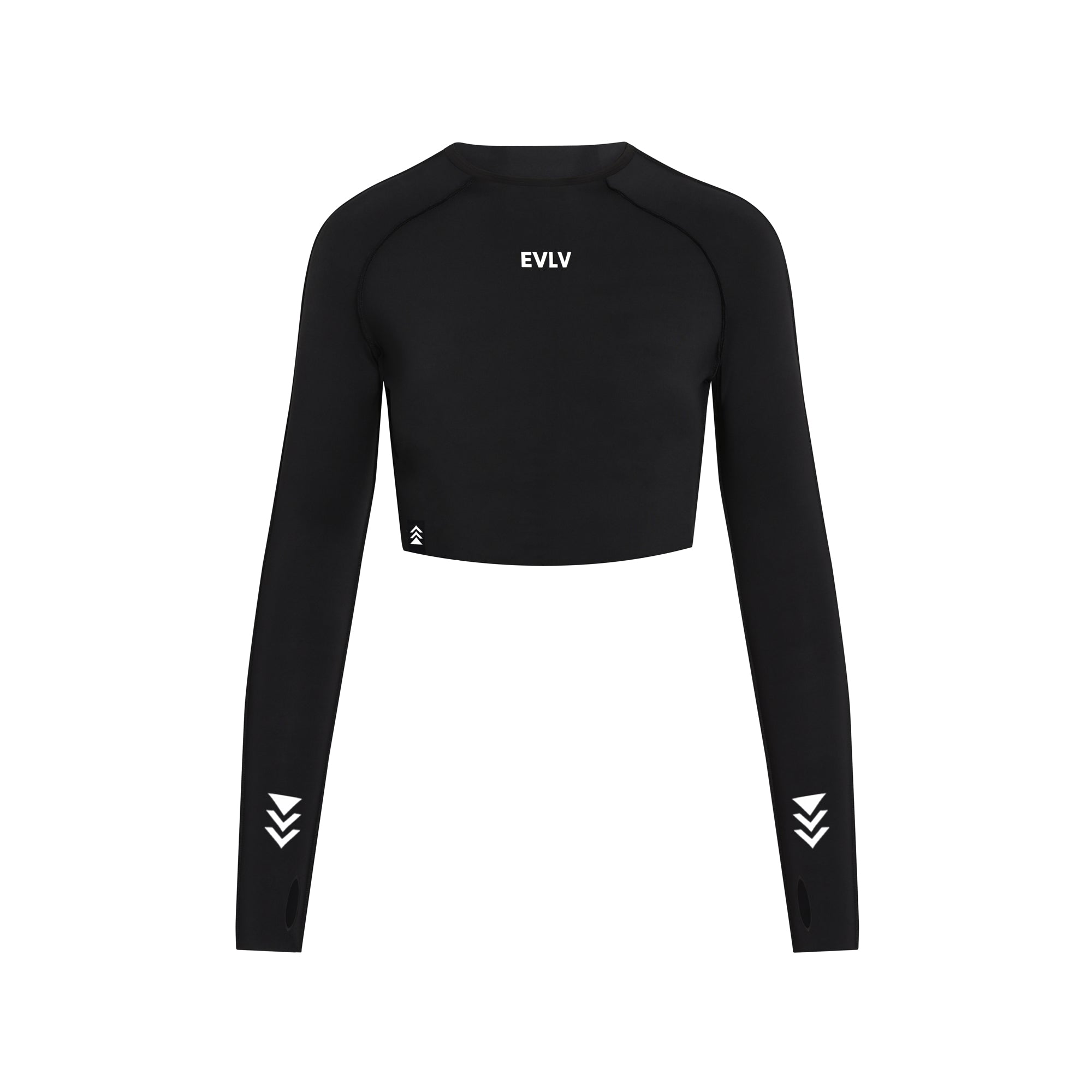 Dynamic Seamless Cropped Long Sleeve Top, Black